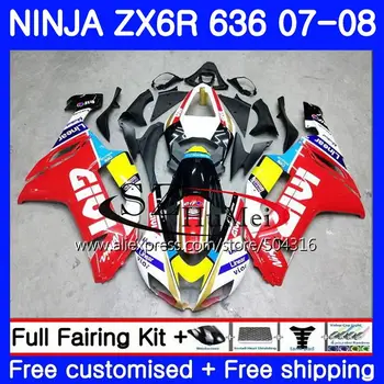 

Body For KAWASAKI NINJA ZX 6R 07-08 600CC ZX-636 ZX636 8NO.1 ZX600 ZX6R 07 08 ZX 636 ZX-6R 2007 2008 Fairings kit Red yellow new