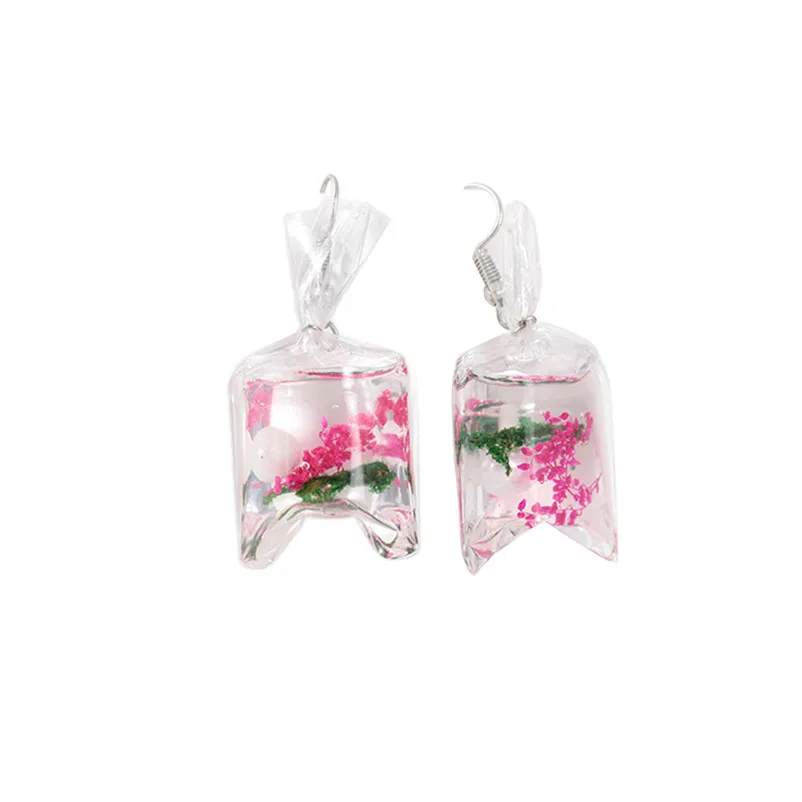 2018 Trendry Earrings for Women Creative transparent conch earrings resin flower ear pendant Jewelry for gift Brincos J05#N (4)