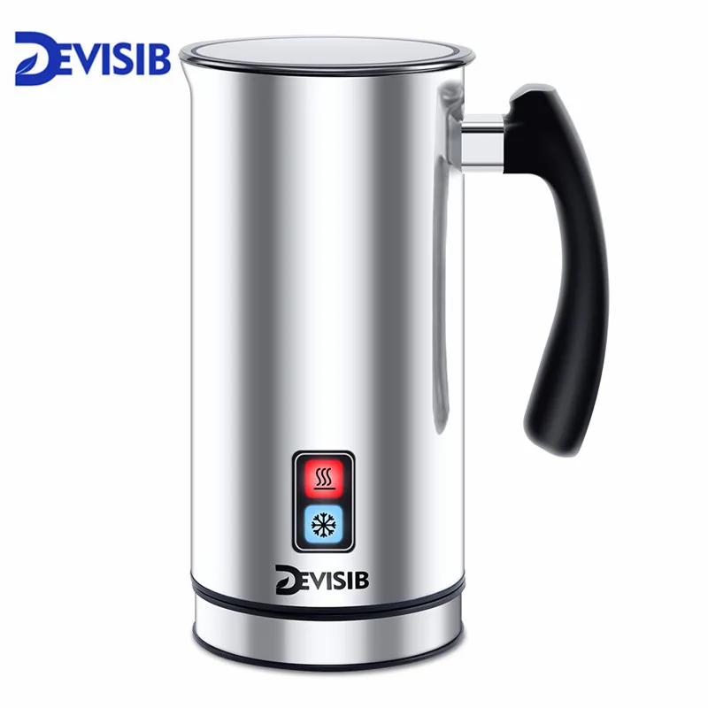 DEVISIB Automatic Milk Frother Stainless Steel Milk Steamer Electric Cappuccino Hot Cold Coffee CE 1 Year
