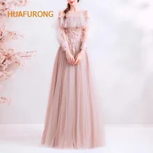 Huafurong с открытыми плечами розовые вечерние платья знаменитостей длиной до пола с оборками тюлевые платья для красной дорожки для женщин вечернее платье