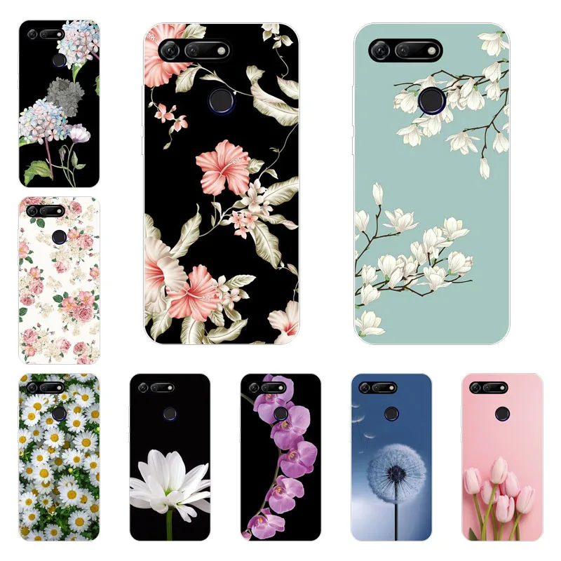huawei honor v20 Case Silicon bloom Flowers Painting Soft TPU Back Cover for View 20 Phone protect Bags shell |