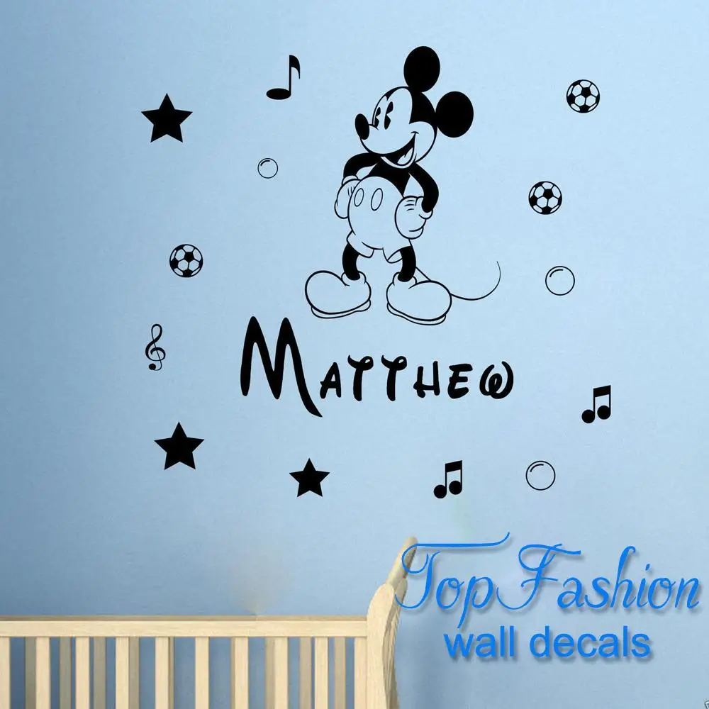 Free Shipping 60*89cm Personalised Mickey Mouse Name wall Decal wall