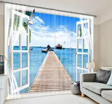 Fantasy Sea Sky 3D Photo Printing Blackout Window Curtains For Living room Bedding room Hotel/Office Drapes Cortinas para