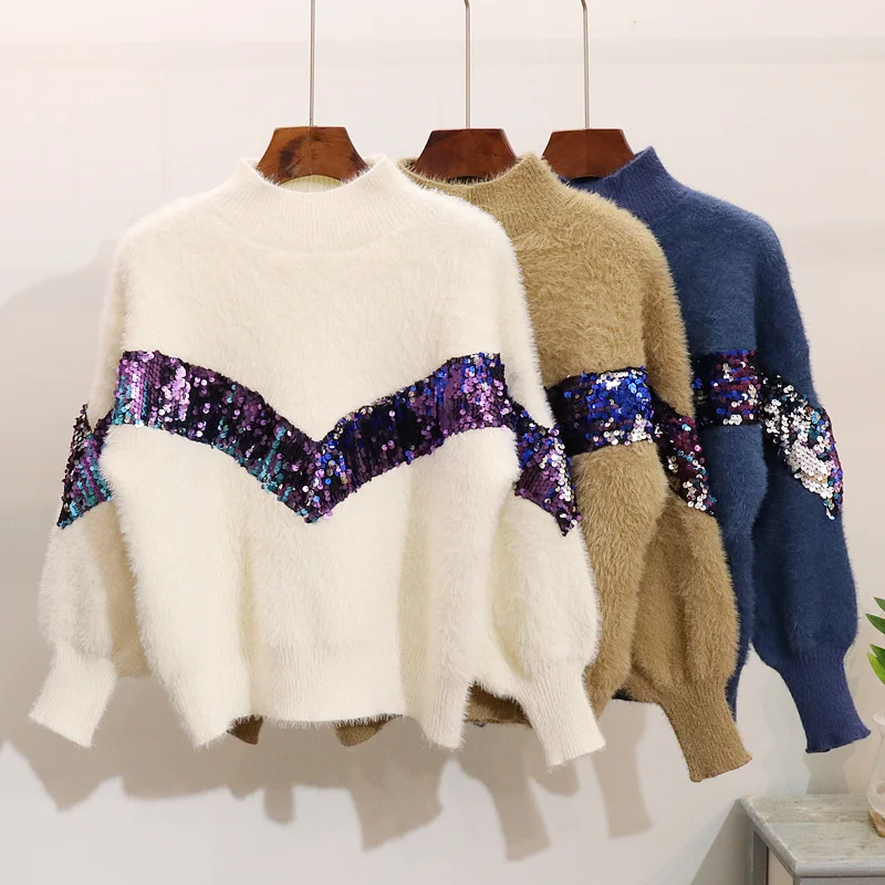 Кашемировый свитер женский зима новая Корейская версия фонарь рукав теплый свитер девушка школьные пуловеры трикотажные кофты