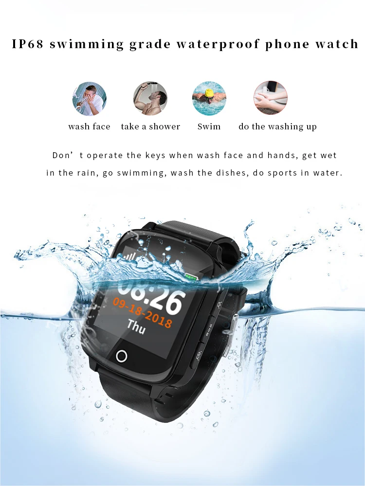 Gps-часы для пожилых людей, gps трекер D200, IP68, класс плавания, водонепроницаемый gps+ LBS+ Wifi, мини gps, отслеживание в реальном времени, локатор