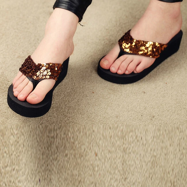 Шлепанцы женские на танкетке сандалии высоком каблуке обувь для кофе|wedge flip flops|high