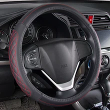 Против скольжения черный рулевого колеса автомобиля крышки Универсальный Натуральная кожа руль охватывает 38 см 15 ”Диаметр подкладке Аксессуары