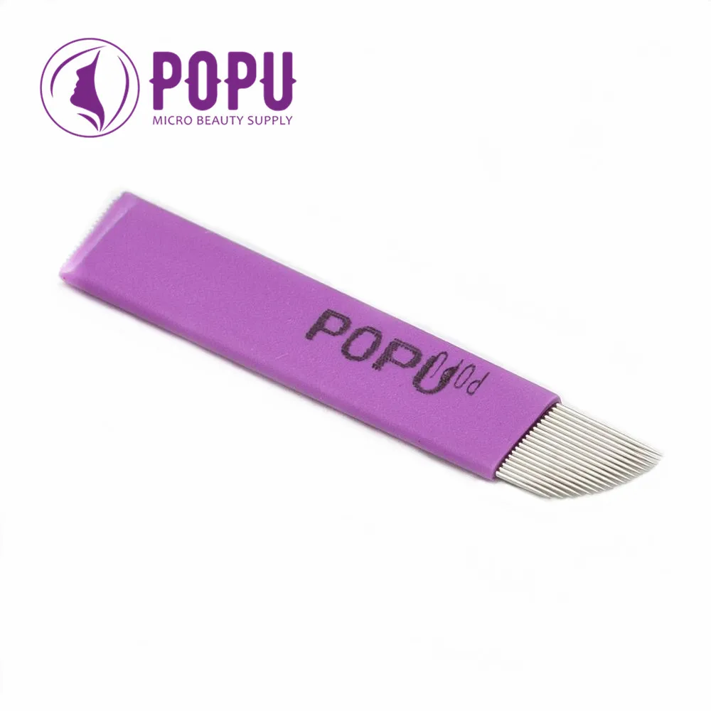 POPU F форма Перманентный макияж бровей Тату лезвие микроблейдинг иглы для 3D