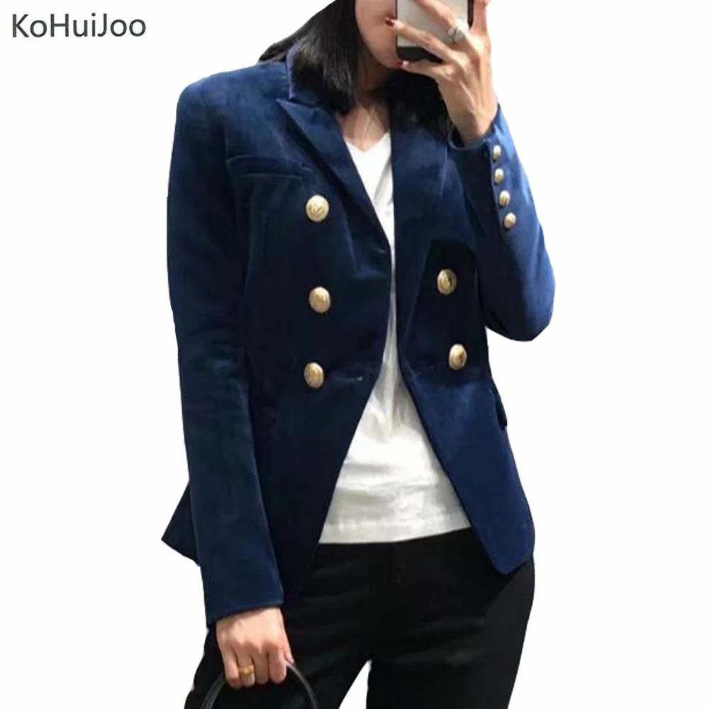 KoHuiJoo 2019 Wine red Black Blue Velvet Blazer Women