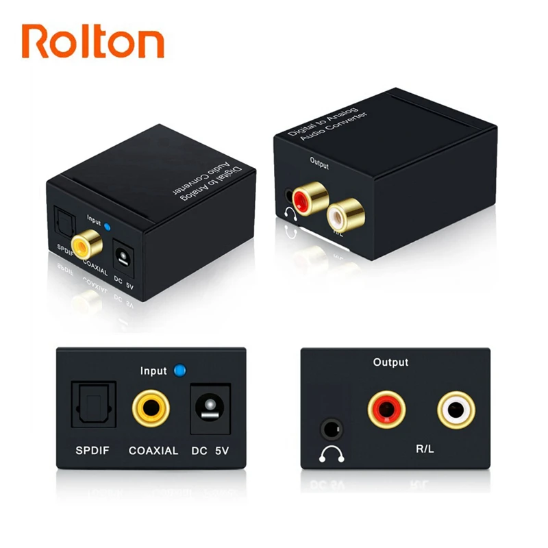 Коаксиальный Оптический волокно Toslink цифро-аналоговый L/R RCA мм 3,5 мм Jack аудио конвертер SPDIF цифровой аудио декодер Стерео усилители домашние - изображение
