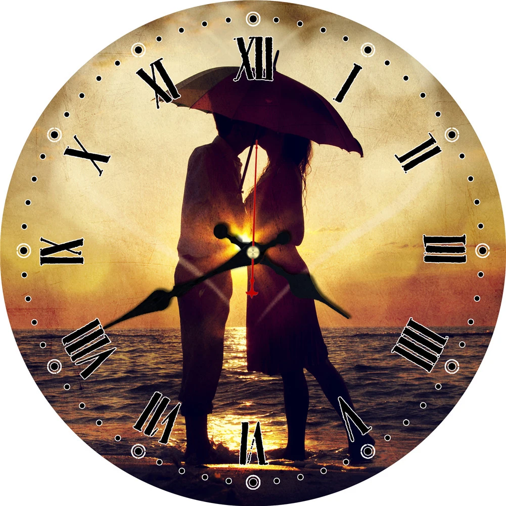 Wonzom Sunset Couple Seaside Design Wall Clock For Home Decor Wonzom Sunset Couple Seaside Design Wall Clock For Home Decor