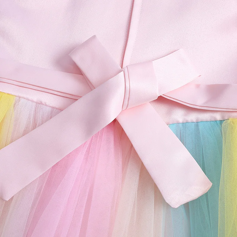 Summer Girls Rainbow Dress 2019 Elegant Teen Girl Wedding Party Pearl Dresses For Kids Princess Birthday Party Embroidered Dress (8)