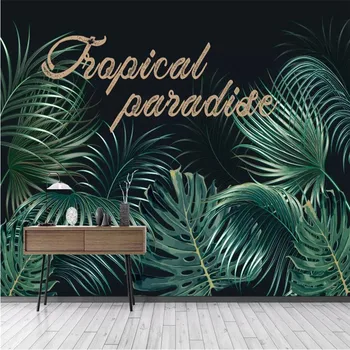 

Plant rainforest banana leaf background wall custom large wallpaper mural 3D photo wall factory wholesale
