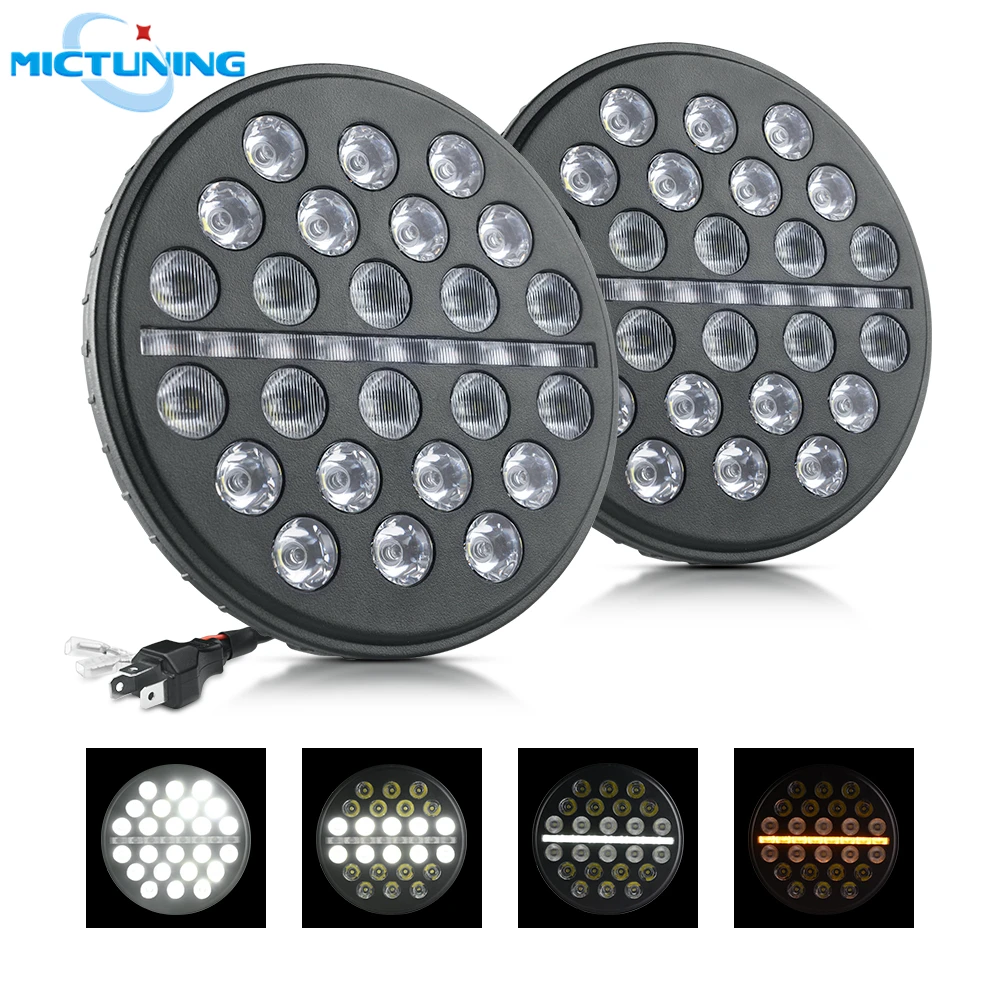 

MICTUNING 7'' 80W Flowing Amber Turn Signals for Jeep Wrangler JK LJ TJ Car Led Headlight DRL Daytime Running Lights Hi/Lo Beam