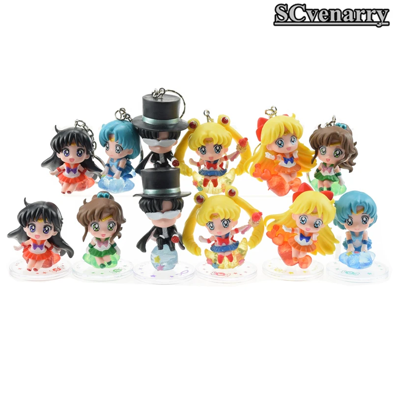6 Pieces Ensemble Anime Marin Lune Tsukino Usagi Masque De Smoking Mercure Mars Jupiter Venus Porte Cles Pendentif Figurine Bebe Jouet Aliexpress