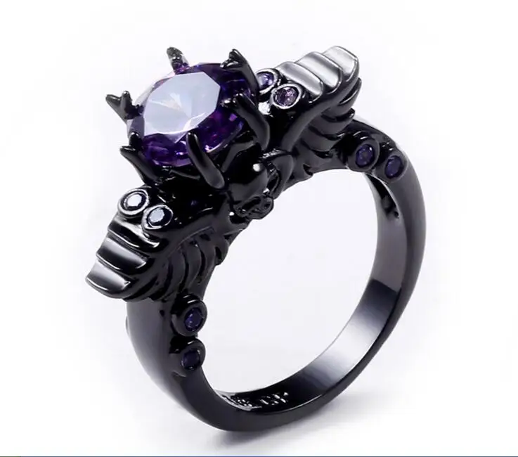 2017 fashion aaa cz copper black gold filled purple stone crystal ring sets skull shaped for - Skull Wedding Ring Sets 2017 fashion aaa cz copper black gold filled purple stone crystal ring sets skull shaped for - Skull Wedding Ring Sets