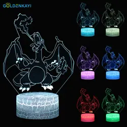 3D Firedragon светодиодный оригинальность ночные огни атмосфера настольная лампа визуальный RGB лампы красочные светодиодный свет мультфильм