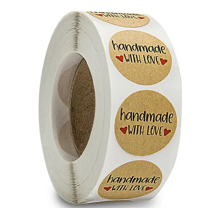 

500pcs/1 inch Customized home holiday decoration roll red love handmade cowhide stickers label