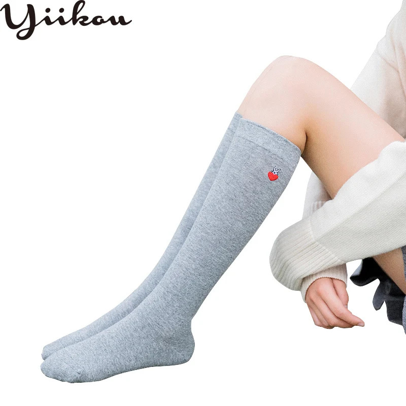 

2019 female summer thin stockings women's Japanese knee-length stockings personality embroidery girl student stockings