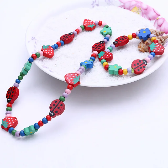 1 Sets Sweet Jewelry Wood Necklace Bracelet Charms Kids 1 Sets Sweet Jewelry Wood Necklace Bracelet Charms Kids S Et026