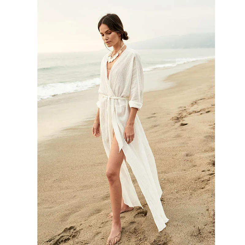 white dress in beach