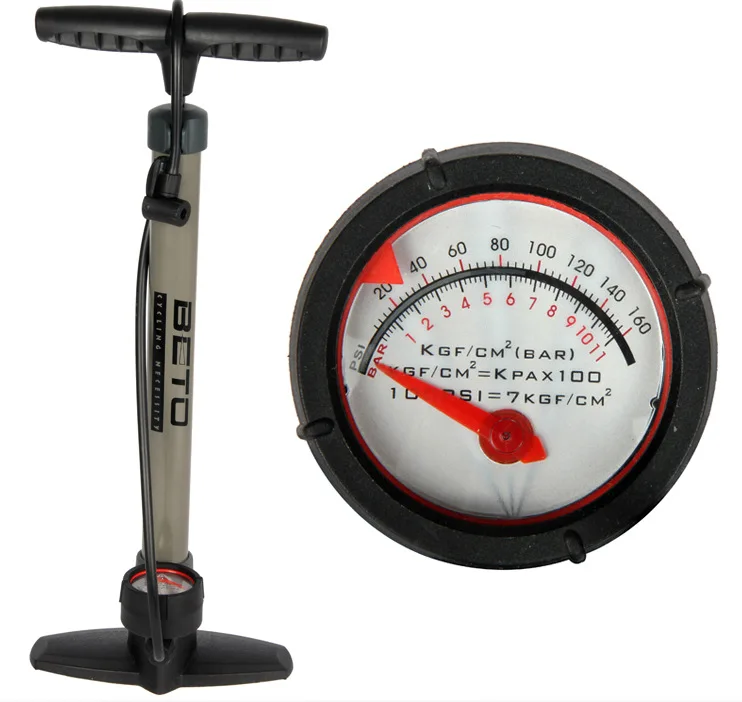 Les flatulences de pompe à vélo - 22 Inch Bicycle Foot Floor Pump Steel With Pressure Gauge Mountain Bike Air Pumps Cycling SchraDer