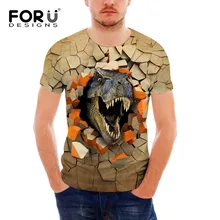 Forudesigns Фитнес футболка Для мужчин Прохладный динозавров печати Бег футболка для человека Спорт Для мужчин; топы с короткими рукавами bodybuliding Футболки для девочек