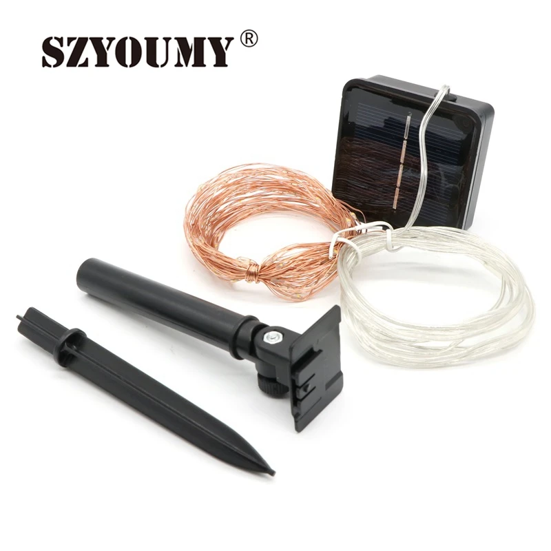 

SZYOUMY Solar Copper Wire String Light 33ft 100 LED Outdoor Waterproof Fairy Patio Lamp For Garden Wedding Christmas Party