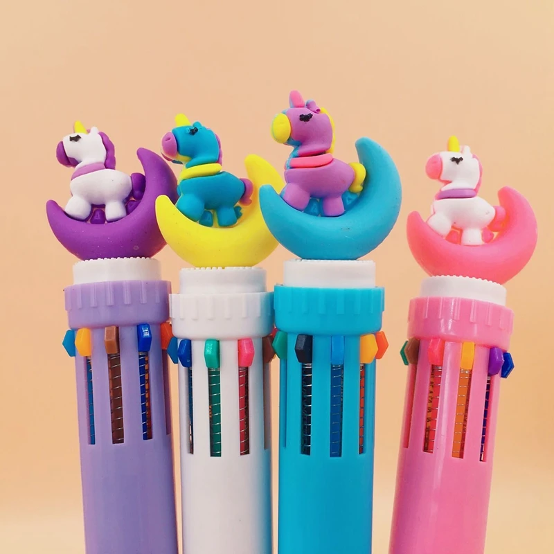 Esferográfica de Material Presente da Promoção Lote 10 Unicórnio Cor Caneta Escolar Kawaii Ball Pen For Kids Escola Suprimentos 30 Pçs - Lua 3 30 pçs lote Lua 10 Unicórnio Cor