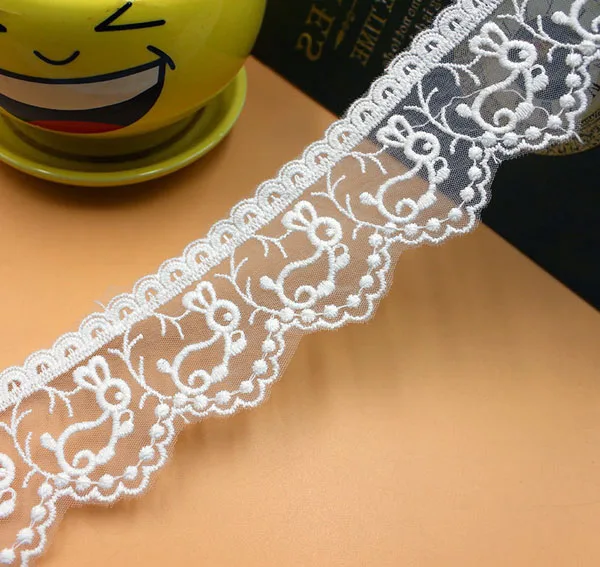 1 ярда в ширину: 4 2 см Kawaii заячьими ушками на шнуровке с узором цвет слоновой кости