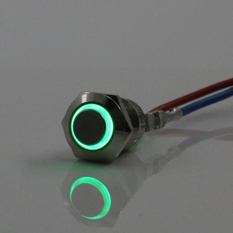 5 шт. 12 мм металлический кнопочный переключатель с автоматическим мгновенным сбросом нормально открытый красный зеленый желтый синий белый 3V6V12V24V220V - Цвет: green