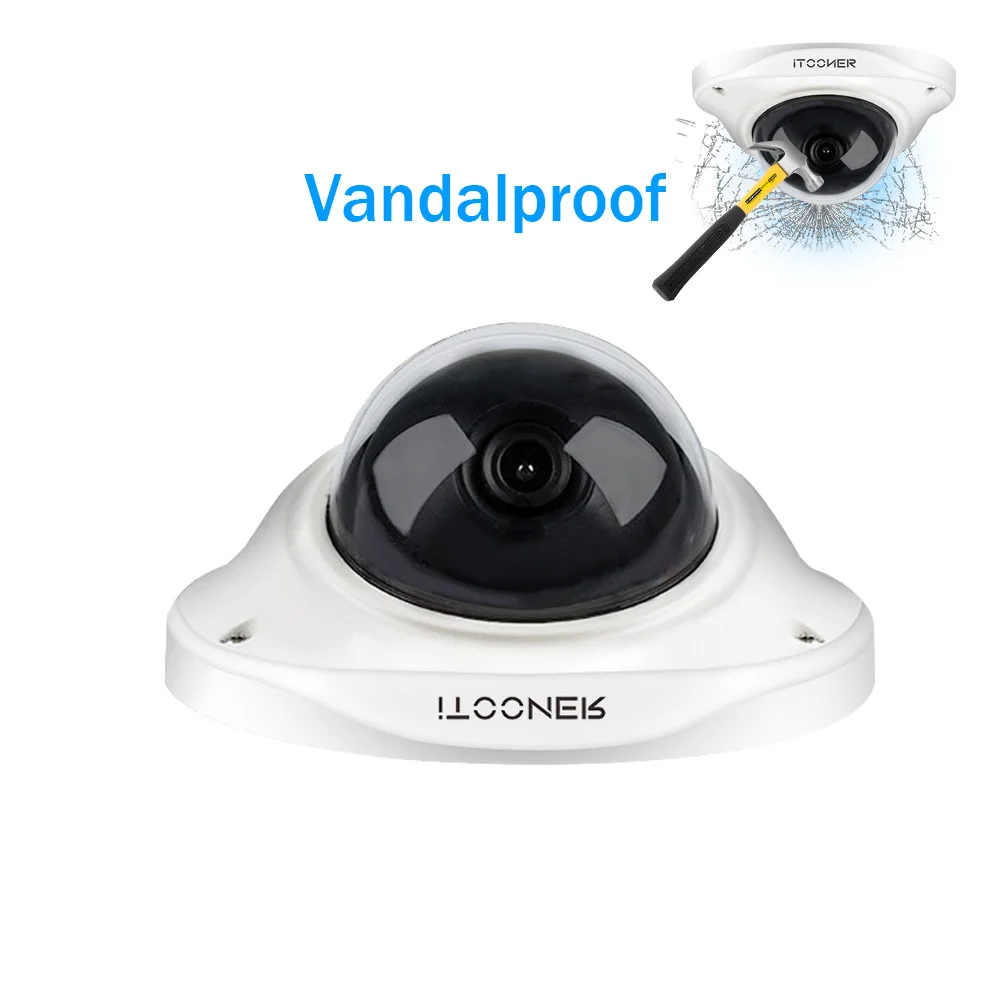 

iTOONER 2MP 4MP 5MP 48V Metal POE 48V IP Dome Camera Vandalproof Waterproof Night Vision IR 30M P2P ONVIF Motion Detection H265