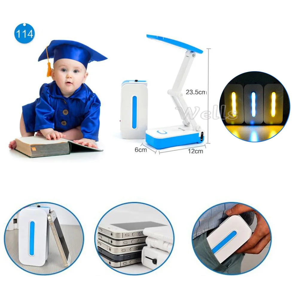  Mini Reading folded table Lamps 700mAh reading light battery Folding Rechargeable 18 LED Dimmable b