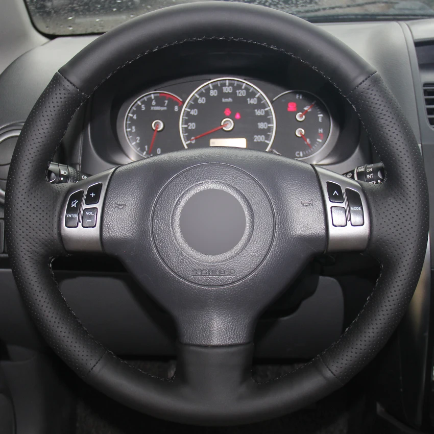 Black Leather Hand stitched Car Steering Wheel Cover for Suzuki SX4
