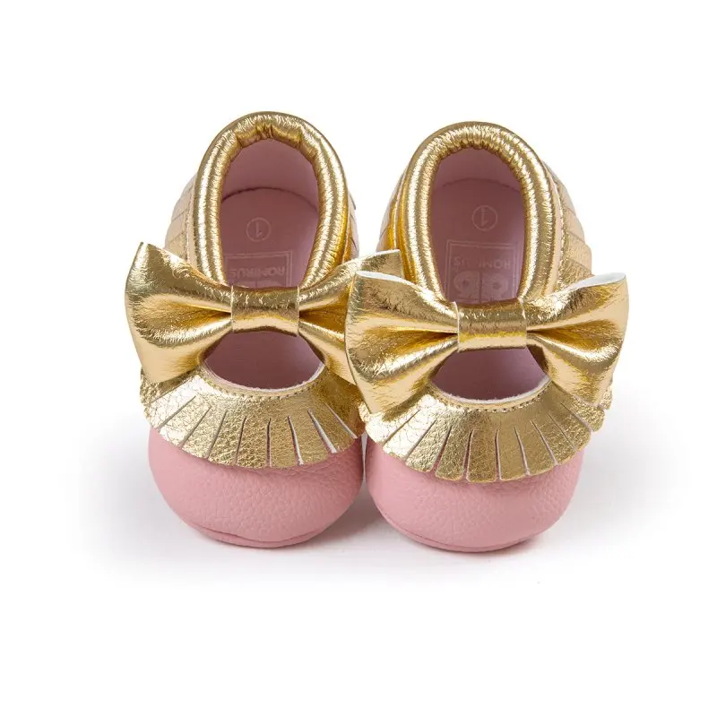Baby Cute Bow Shoes Soft Sole Moccasin Newborn Babies PU leather Slip-on First Walker