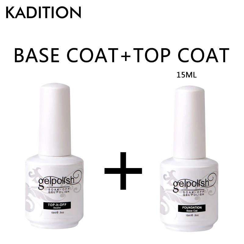 

New Product 15ml Top and Base Coat Soak Off Long Lasting Gel Varnish UV LED Nails Art Gel Lacquer 2pcs Base Coat & Top Coat Set