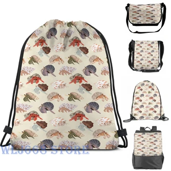 

Funny graphic print shoulder Bags women Hermit Crabs Pattern Single shoulder backpack travel for men Gym Bag