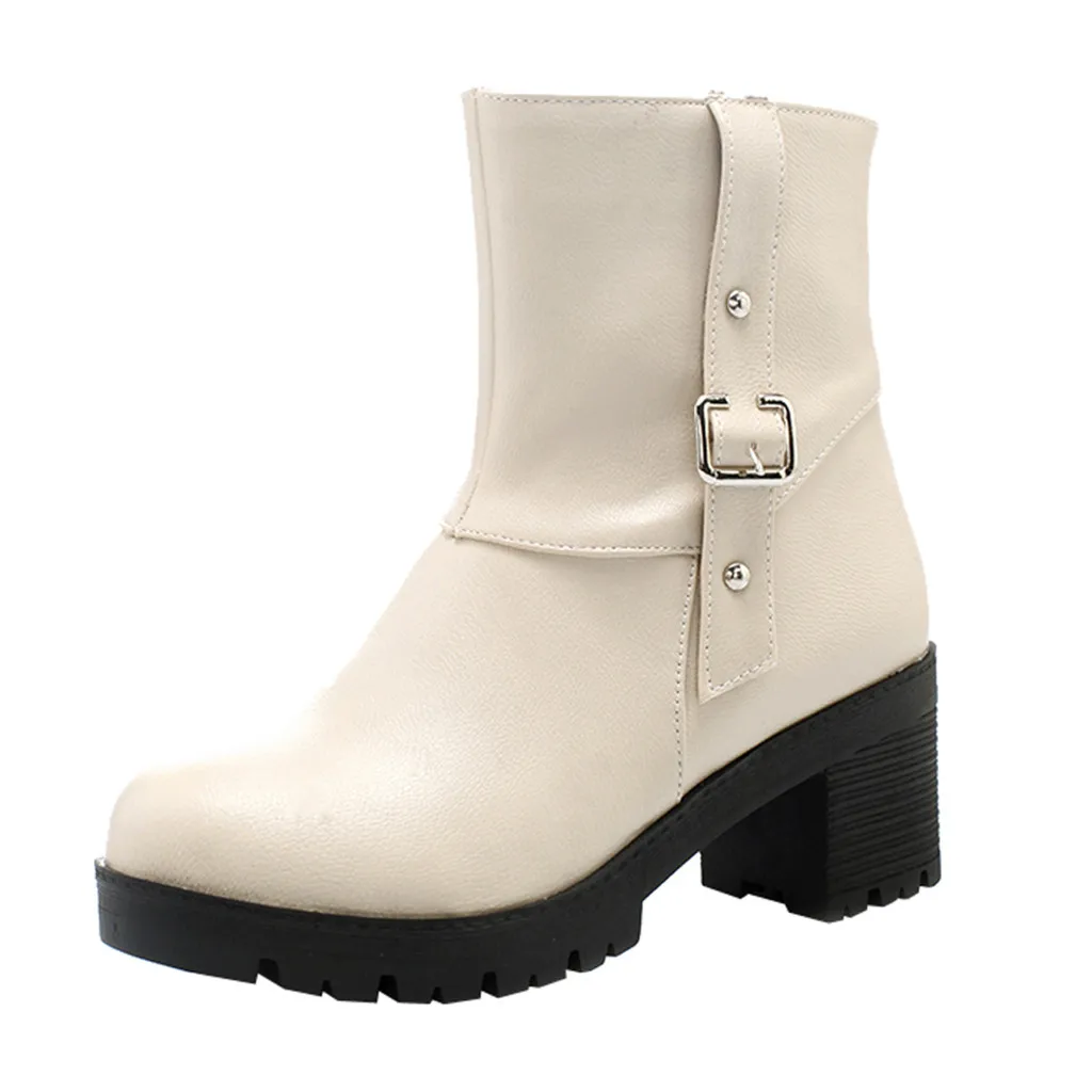 SAGACE/ботинки с пряжкой и широким круглым носком однотонная обувь женские