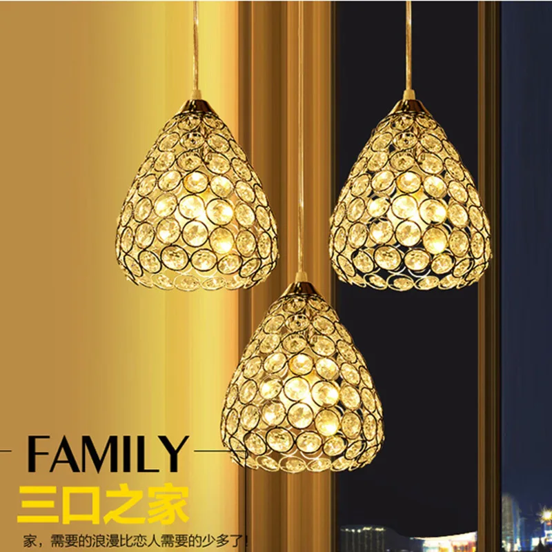

Led dining room lamp three modern simple crystal dining chandelier single personality bar table dining room lamp