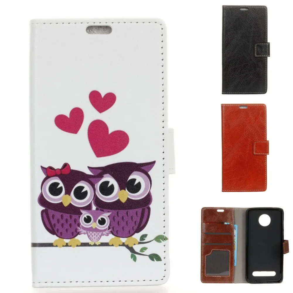 

Cute cartoon Crazy Weave pattern wallet card photo frame pu leather stand case cover for Motorola Moto Z2 Play With pen