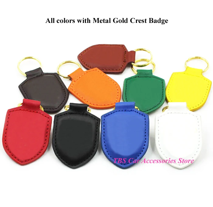 

High Quality Alloy Colored 3D Crest Leather Keychain Auto Key Fob Car Keyring For Car Brank : P