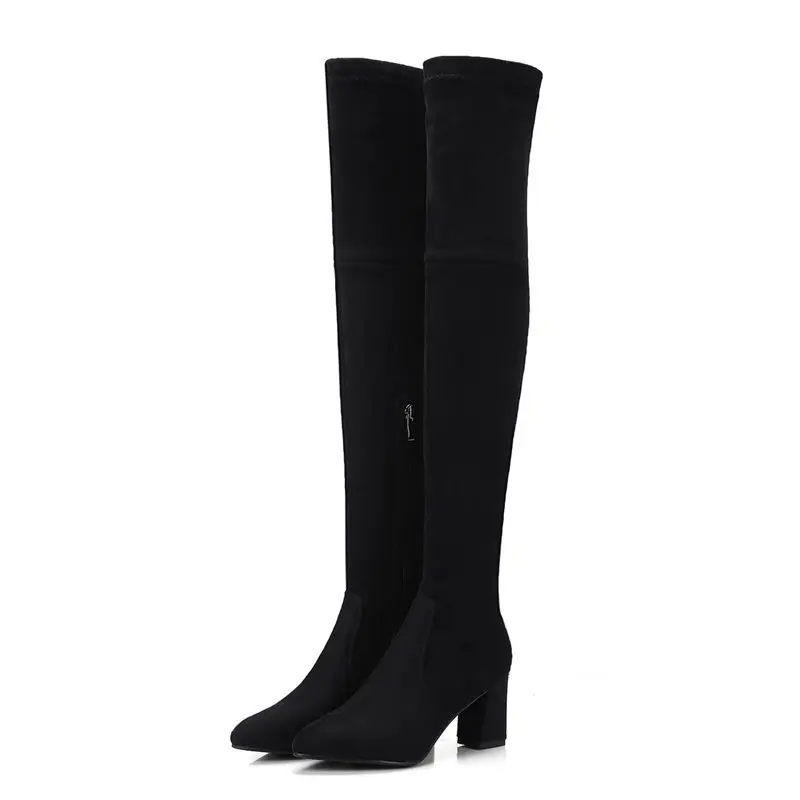 Éclair Nouvelle lotus Le Memunia 2018 Noir 34 Taille Root Casual Grande Bottes Haute Hiver Pointu Genou Talons Bout Sur Simple Mode Fermeture Grey Femmes 43 9DH2EI