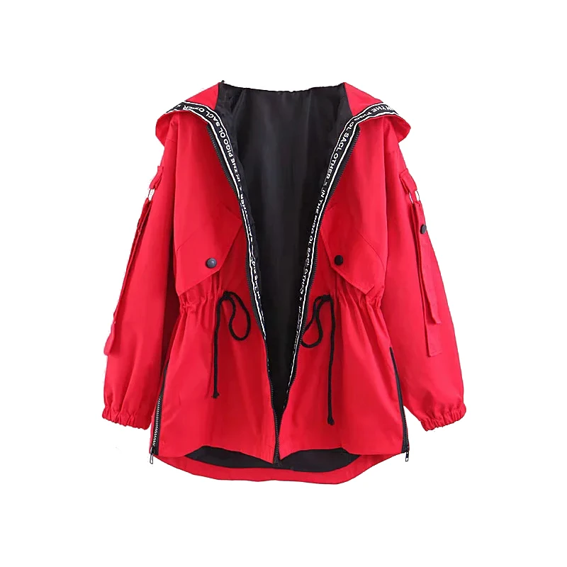 

Oversize Girls Hooded Jackets 2019 Spring-Autumn Chic Patchwork Coats Women-s Loose Bomber Jacket Street-wear Outfits Plus Size