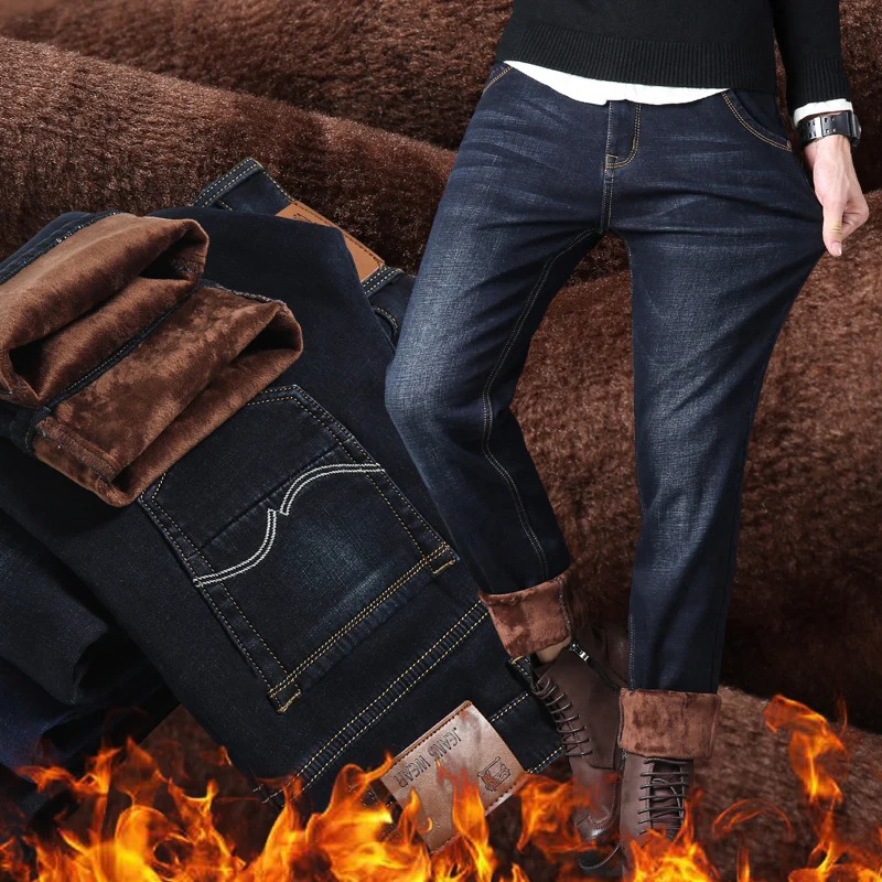 Winter Men'S Jeans Warm Men Homme Vaqueros Hombre Jean Winter Jeans For Men Pants Slim Joggers Hip Hop Pantalon