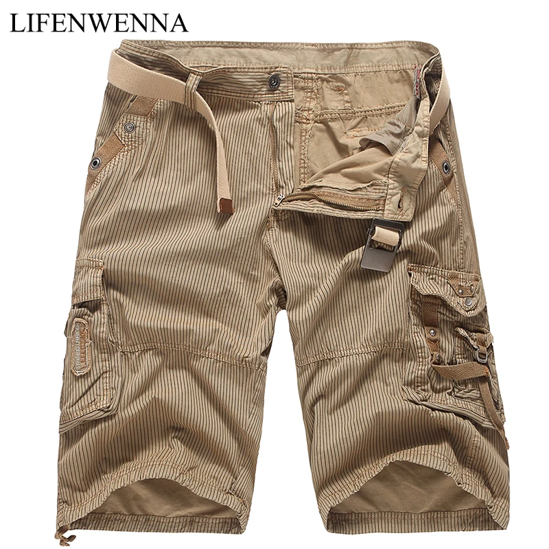 Cargo Shorts Men Cool Striped Summer Hot Sale Cotton Casual Men Short
