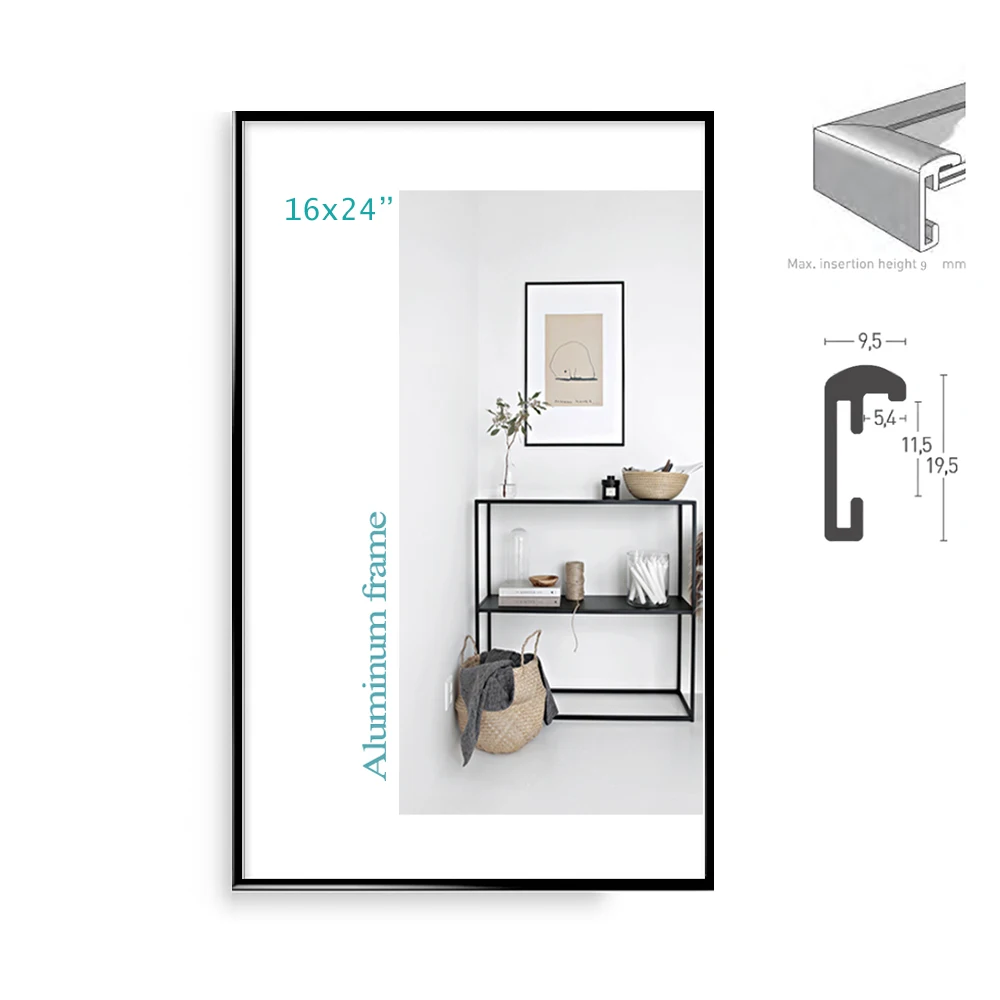 Classic super narrow aluminum 16x24" poster frames 2pcs in 1 or 3pcs in