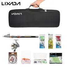 Lixada телескопическая рыболовная удочка Катушка комбо полный комплект спиннинговая катушка полюс набор с рыболовной леской приманки Крючки сумка чехол 2,1/2,4/2,7/3M