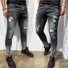 Джинсы Calca Masculina Kot Pantolon Erkek, модные Молодежные джинсы с дырками, мужские джинсы на молнии, растягивающиеся ноги, Masculino