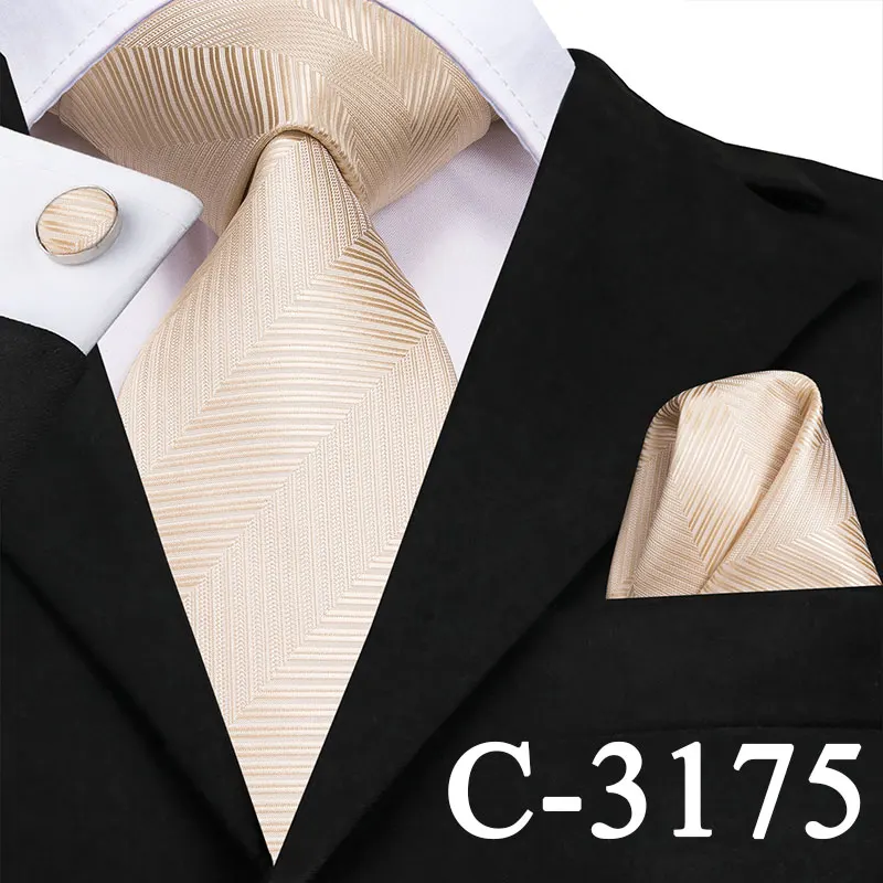 C-3077, золотой, полосатый галстук, шелковый, тканый, 8,5 см, мужской галстук, синий, красный, галстук, носовые платки, классические, вечерние, свадебные, модный, карманный, квадратный галстук - Цвет: C-3175