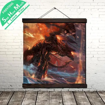 

Spitfire Dragon Scroll Painting Canvas Vintage Poster and Prints Wall Art Picture Living Room Bedroom Farmhouse Decoration